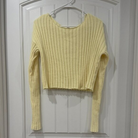 Garage Sweaters - NWOT Garage Yellow Ribbed Cropped Sweater